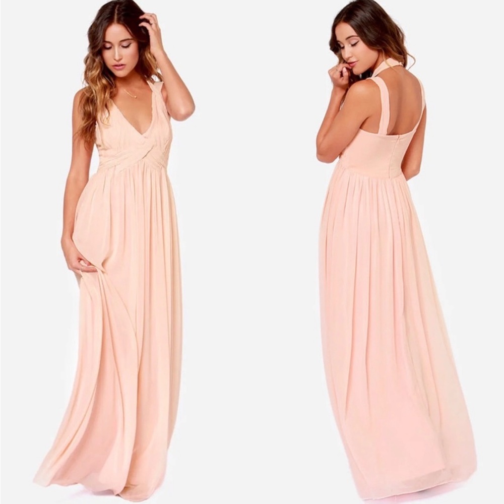 Lulus | Strike a Minerva Peach Maxi Dress